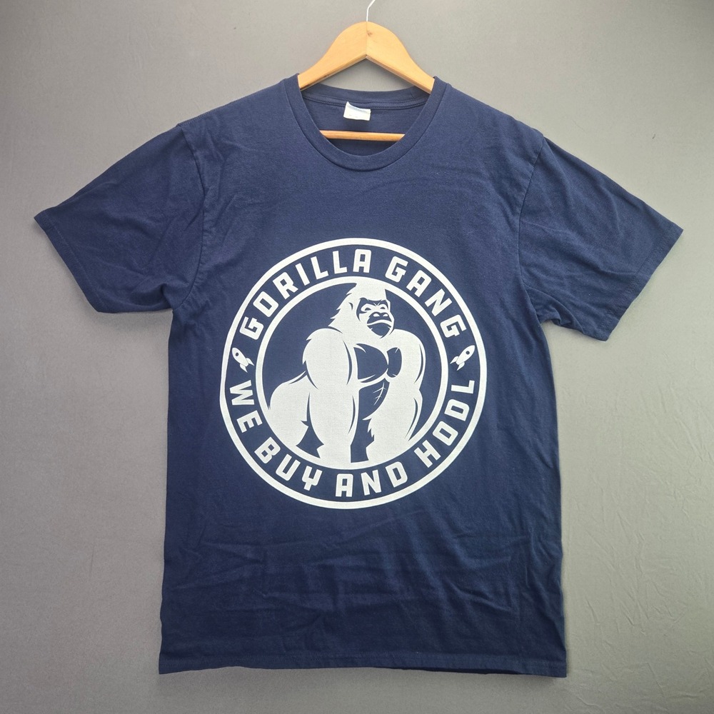 Port & Company Gorilla Gang We Buy And Hodl T-Shirt Size M Navy Blue Crypto Tee